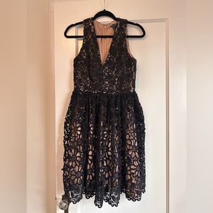 French Connection V neck Black Sleeveless A Line Dress